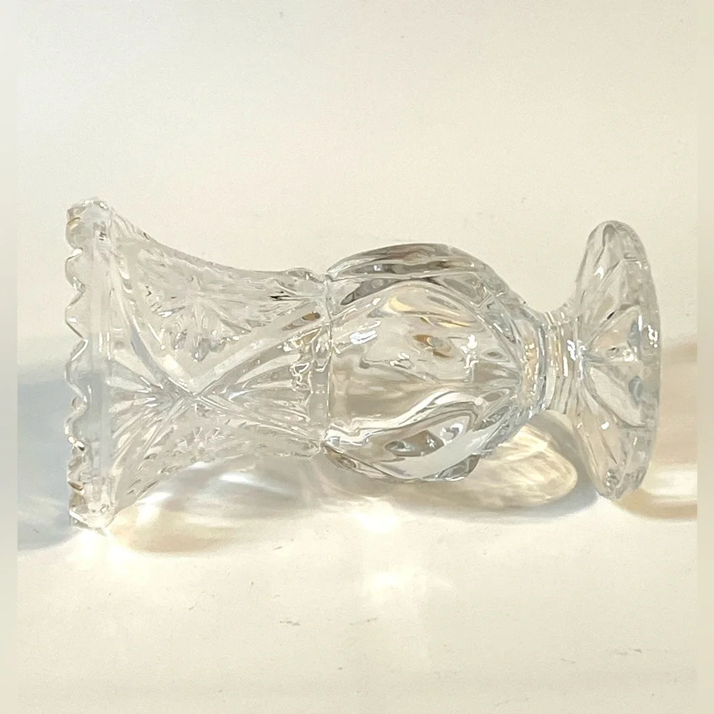 VTG Kristal Zajecar Yugoslavia Lead Crystal Clear Glass Footed Bud Vase 4.2 in
